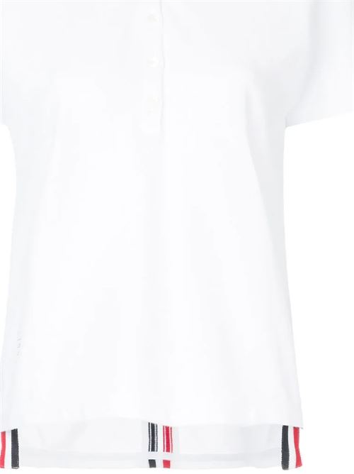 White cotton short sleeve polo shirt Thom Browne | FJP014A00050100